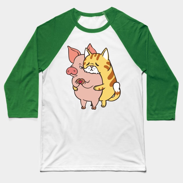 Friend Not Food Cat Baseball T-Shirt by huebucket